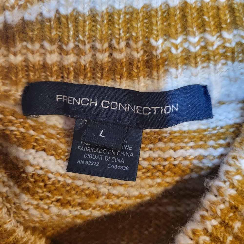 French Connection Brown And White Striped Womens Sweater Casual | Large - Picture 5 of 7